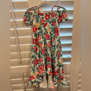Girls Dip hem, off the shoulder dress. Size 6